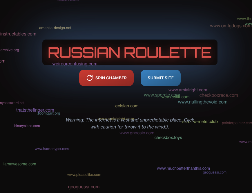 Russian Roulette Web Game Interface
